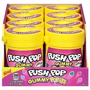 Push Pop Pop-Its Gummy Candy, 8 Count Gummy, Candy Portable Containers