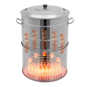 Portable Barbecue Grill 360° Even Heating 16.14x25.98In Silver 201 Stainless Steel Oil Carbon Separation for Camping Picnic Backyard Outdoor Grilling Lovers