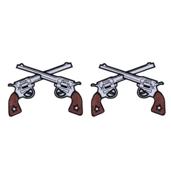 Cross Guns Embroidered Iron on Sew on Patch (4.0 inch -GP2) 2 Piece for Jackets, Backpacks, Tactical Gears.