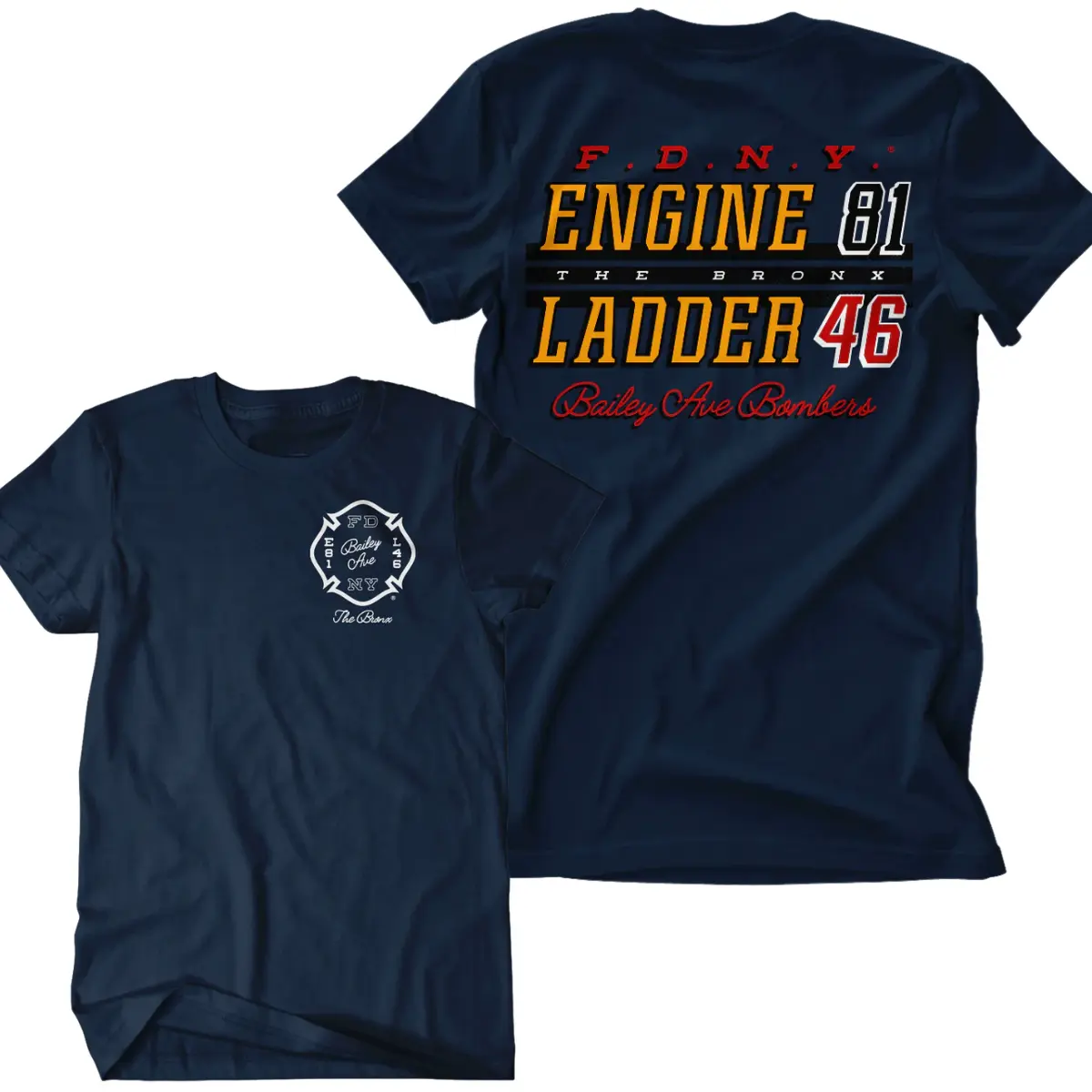 FDNY Engine 81 Ladder 46 Tee | Vintage Bronx Firefighter Station Shirt - Heavy Cotton First Responder Gift For Firemen