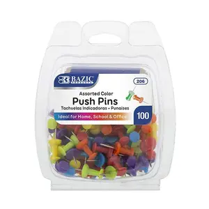 BAZIC Assorted Color Push Pins (100/Pack)