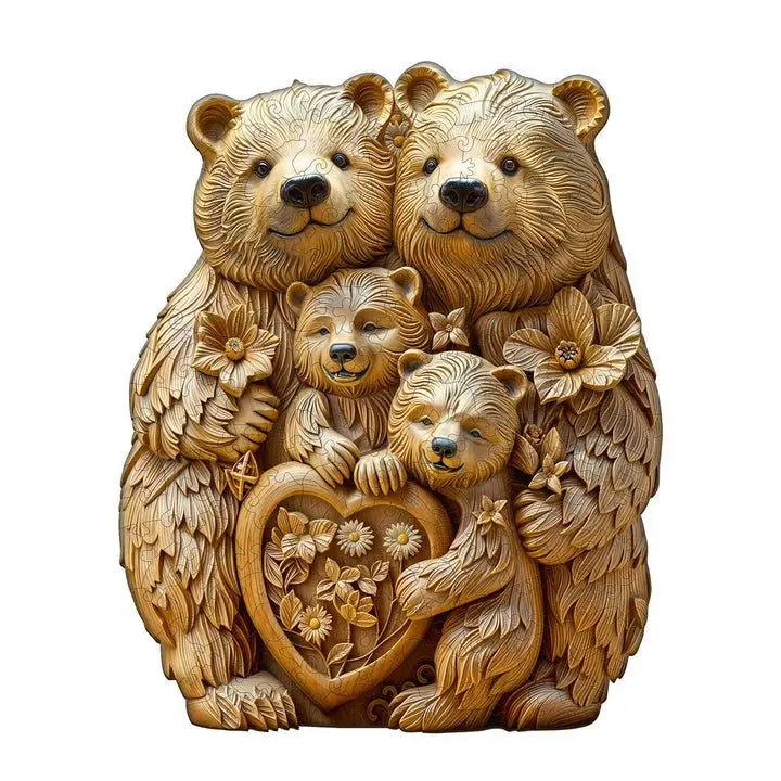 Woodcarve bear family Wooden Jigsaw Puzzle, Jigsaw Wooden Jigsaws, Puzzle Wooden Jigsaws