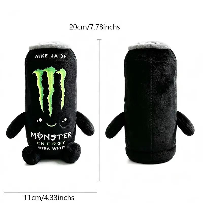 Monster Energy Drink Can Plush Toy - Black & White Ultra White Stuffed Doll, Soft Simulation Beverage Figure, Kawaii Collectible, Keychain Accessory Gift for Monster Fans Kids Home Decor,sohochic