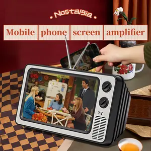 12-In Silicone HD Cellphone Screen Magnifier with Stand, Phone Holder, Eye Protection Retro TV Box Accessory for iPhones & Smartphones, Mobile Phone Accessories