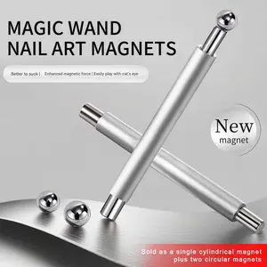 Upgraded 3-in-1 double-ended magnetic pen for cat eye gel nail polish, super strong magnetic nail tool, with cylindrical rod and spherical magnet, multifunctional magnetic stick, suitable for home and nail salon DIY manicure, Diy Nail Art, Diy Nails