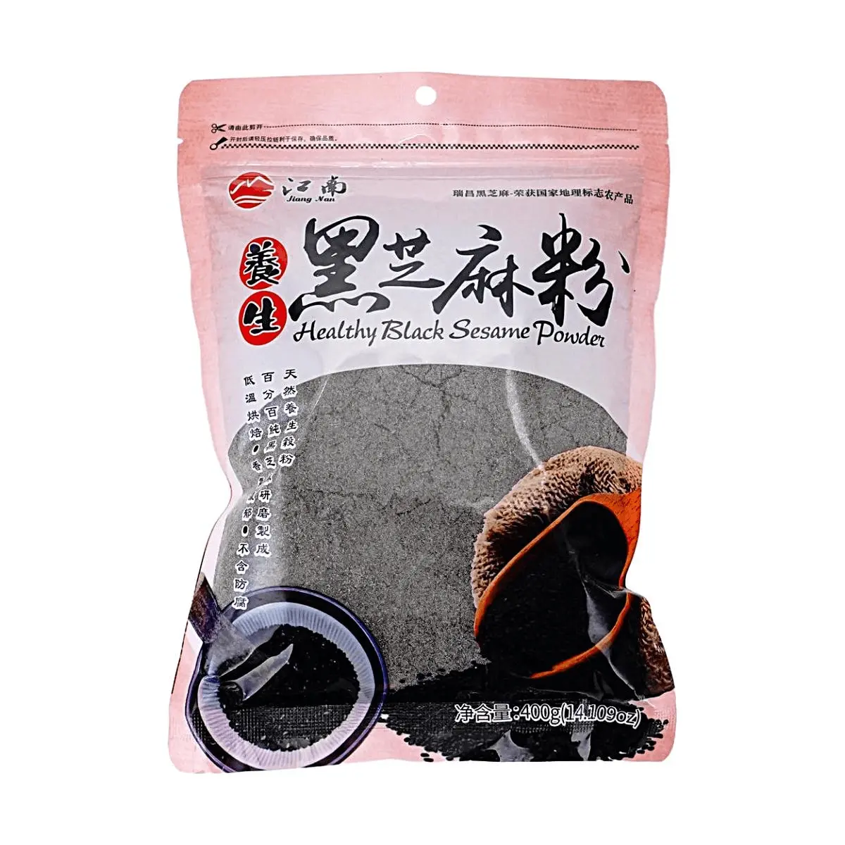 JIANG NAN FOODS Black Sesame Powder 400g - Healthy Instant Drink, Low-Temperature Ground, Rich Nutrients