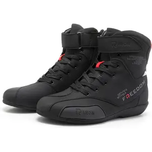Motorcycle Shoes Men Riding Boots Protective with Anti-Slip Sole Side Zipper Road Street Motocross Black