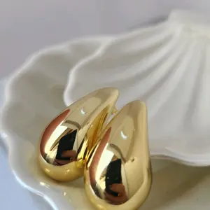 Gold Teardrop Drop Dangle Earrings for Women, Classic Laminated Alloy with an Expensive-Looking Polished Finish for Daily Wear