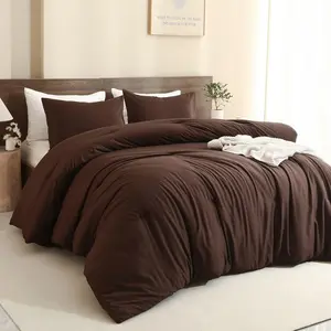 Earthy Brown Comforter Queen Size, Neutral 3 Pieces Comforter Set, Lightweight Solid Bedding Set, All Seasons Soft Fluffy Queen Comforter Set (90x90In Comforter & 2 Pillowcases)