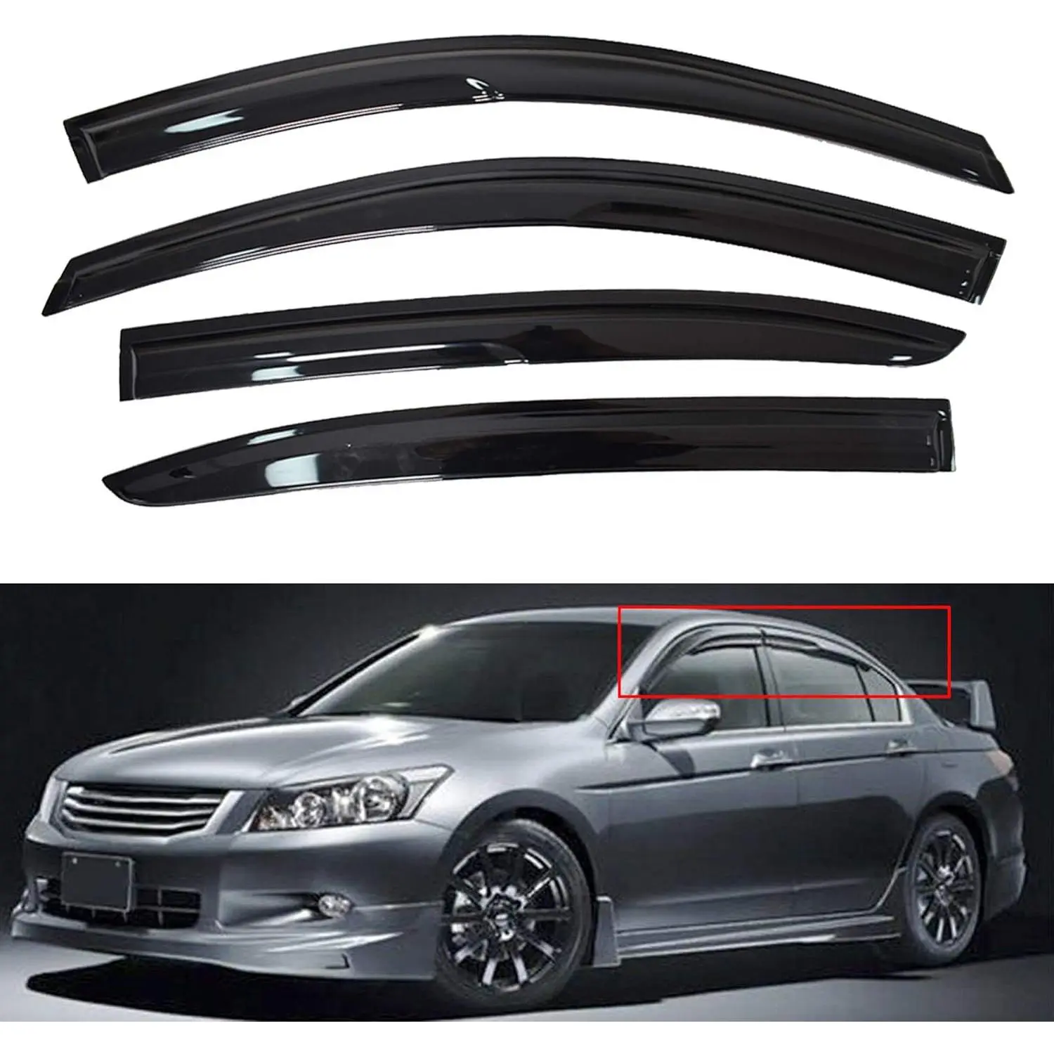 Window Vent Visor Rain Guard Shade Replacement for 2008-2012 Honda Accord 4Door Sedan Window Vent Visor Rain Guard Shade Replacement for 2008-2012 Honda Accord 4Door Sedan