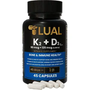 Vitamin K2 + D3 Supplement 5000 IU (125 mcg) with MK-7 90 mcg – Bone & Immune Health Support – Supports Heart & Artery Wellness – 1 Capsule Per Day – 45 Capsules