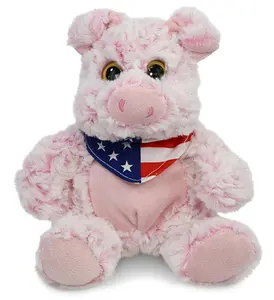 SUPER-SOFT PLUSH - SITTING PIG WITH USA FLAG BANDANA