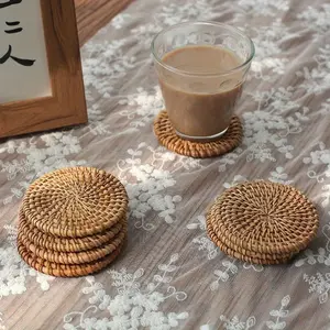 2pcs/4pcs Autumn-Inspired Rattan Braided Coaster Placemat - Elegant Home Decor Tableware Accessory