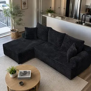 105” Modular Sectional Sofa, L Shaped Cloud Couch for Living Room, Boneless Corduroy Sectional Couch with Deep Seat & Chaise, Oversized Modern Convertible Sofa, No Assembly Comfy Upholstered Modular Couch for Apartment