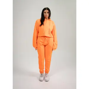 Neon Orange Crop Top SweatSuit