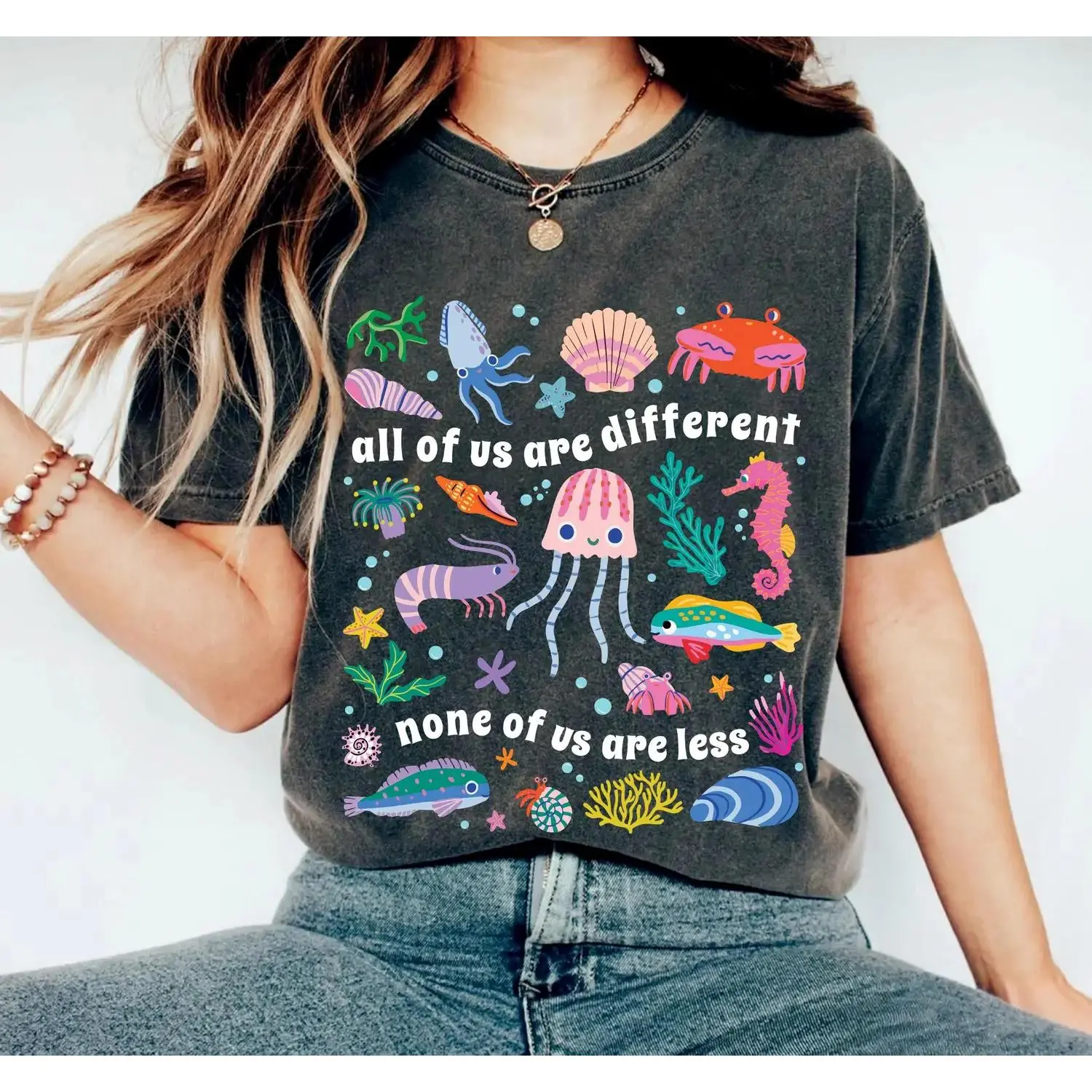 Inclusion Shirt, Autism T-Shirt, All of Us Are Different Neurodivergent Shirt, Ocean Lover Summer Special Education Teacher Tee