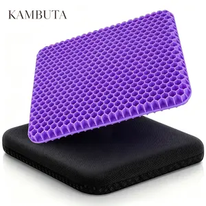 Viral Game Changer! Gel Seat Cushion, Double-Thick Honeycomb Design for Instant Cloud-Like Comfort, Breathable Cooling Chair Pad with Non-Slip Cover for Home Office, Car Seat, Travel & Long Sitting, Purple, 1 Pack