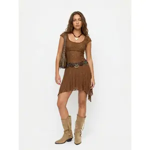 Cider Scoop Neckline Asymmetrical Hem A-line Mini Dress SwimWeek