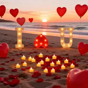 I Love U Light Up Letters, I Love U Sign Proposal Decorations with 30 count Flameless  Lights 2000 count Red Rose Petals 20 count Red Balloons for Valentine's Day Wedding Proposal Romantic Night