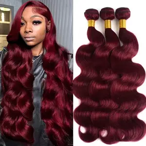 JOPEAR【Premium Upgraded】16A Burgundy 99j Body Wave Bundles Red Colored Human Hair Bundles 1/3/4 PCS Brazilian Virgin Hair Weave Extension For Women #Summer
