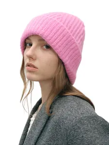 Unisex Casual Loose-Fit Knitted Hat, Pure Color Warm Wool Beanie for Fall & Winter, Daily Commute Outdoor Wear