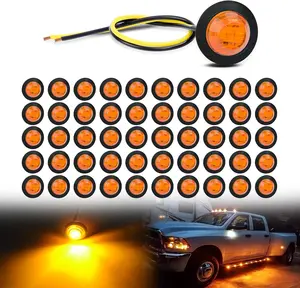 Nilight 50pcs 3/4” Round Amber LED Clearance Marker Kit, 12V Bullet Led Blinker & Signal Lamp for Truck, Trailer Tow Lights