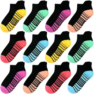 THPON 12 Pairs Girls Socks, Athletic Socks for Girls And Boys Ankle Sock Cotton Running Sock with Tab for Kids 1-14 Years