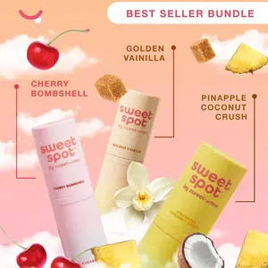 Top Seller Bundle Sweet Spot Flavored Fragrances Self Care Bundle Box Vanilla and Cherry Bombshell and Pineapple/Coconut Flavored Fragrances Sugar Golden
