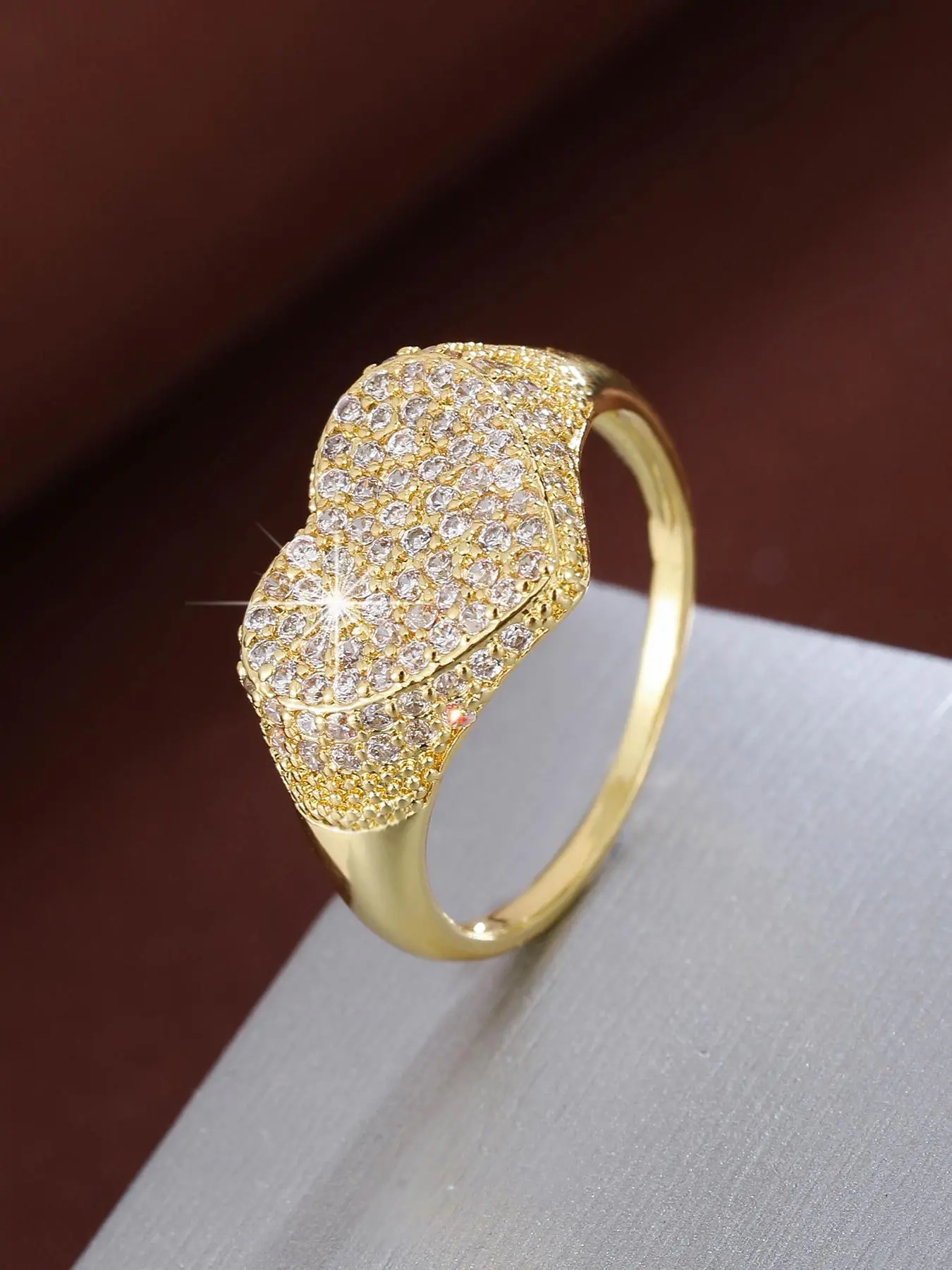 Fashion Heart Design Artificial Zircon Decorated Ring, Heart Shaped Ring, Fashion Heart Rings, Zircon Embellished Rings, Fashion Jewelry for Party, Daily Clothing Decor, Trendy All-match & Exquisite Jewelry for Birthday Gift