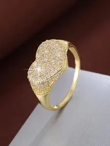 Fashion Heart Design Artificial Zircon Decorated Ring, Heart Shaped Ring, Fashion Heart Rings, Fashion Jewelry for Party, Daily Clothing Decor, Trendy All-match & Exquisite Jewelry for Birthday Gift