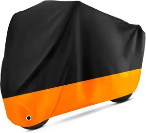 Motorcycle Cover, All Weather Waterproof UV Resistant Protection - 190T Silver-coated Fabric with Lock Holes & Storage Bag, Universal Fit for Outdoor Use