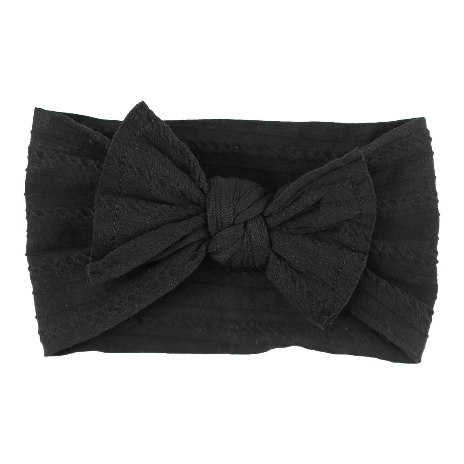 Black Cable Knit Nylon Headwrap - Versatile Design for Everyday Wear