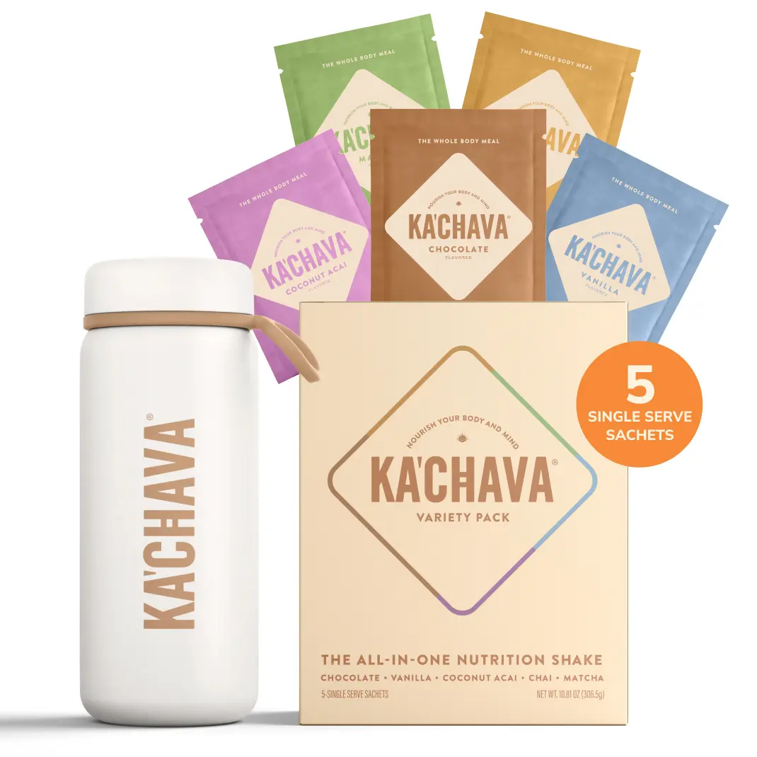 Ka’Chava Starter Bundle: 5 Flavor & Shaker Bottle Ka’Chava Starter Bundle: 5 Flavor & Shaker Bottle