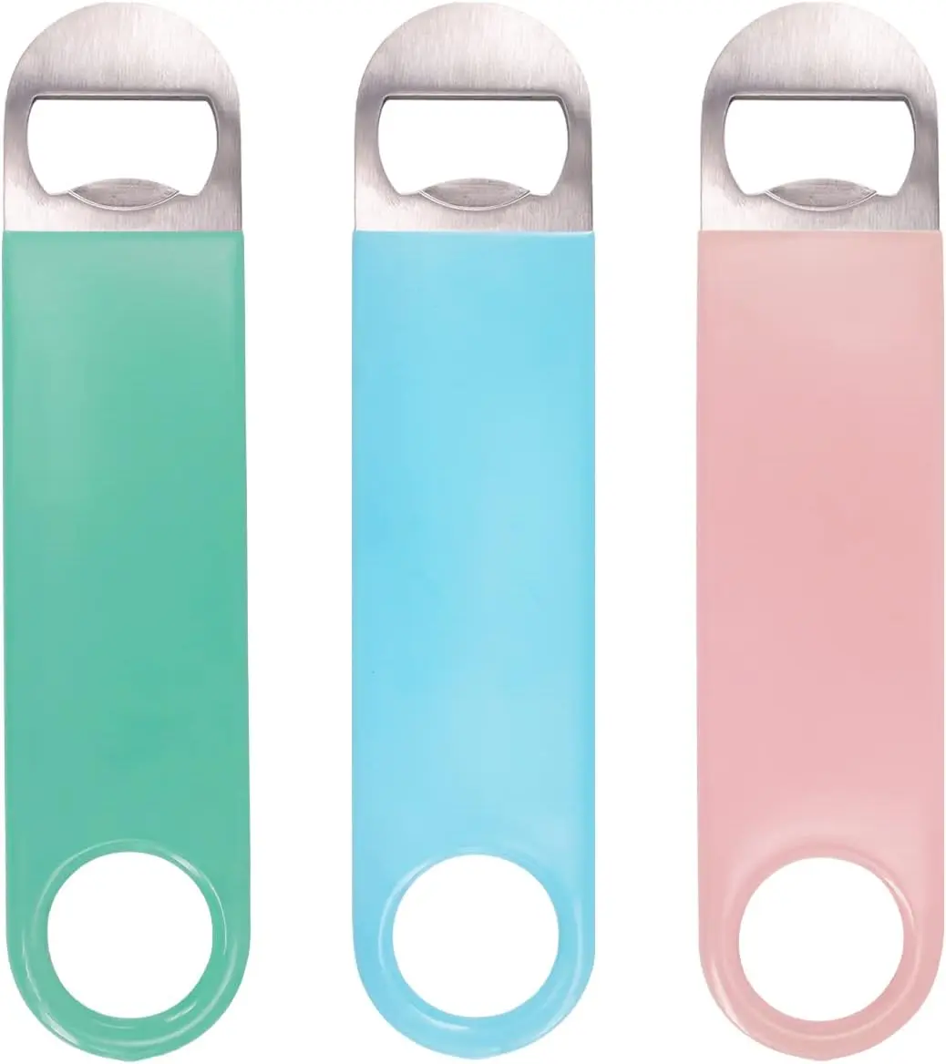 3-Pack Heavy-Duty 7-Inch Compact Corrosion-Resistant Stainless Steel Flat Bottle Cap Openers, Sturdy Kitchen & Bar Utensils for Home Use