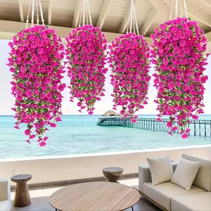 Artificial hanging flowers UV-resistant realistic fabric eucalyptus, for outdoor and indoor home office garden decoration, wedding, Valentine's Day, Mother's Day, Christmas, Halloween, Thanksgiving Fake Hanging Plants