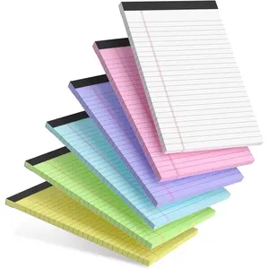 6pcs Small 5x8 Note Pads Colored Legal Paper Pads College Ruled Perforated Narrow Ruled Writing Notepads Multicolor for School Office Daily Note Taking