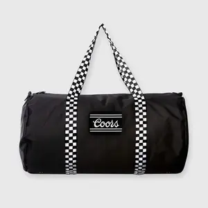 Coors Black Duffel Bag with Checkered Straps and Logo