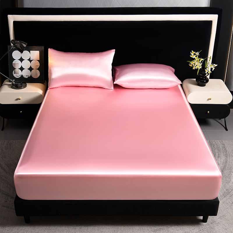 2/3Pcs Silky Satin Bed Sheet Set, Satin Bed Sheets, Dustproof Mattress Protector, Soft and Comfortable Fitted Sheet, Skin-Friendly & Breathable, Smooth Mattress Cover, Silk-Like Bedding for Bedroom/Dorm/Hotel, Multiple Sizes Available