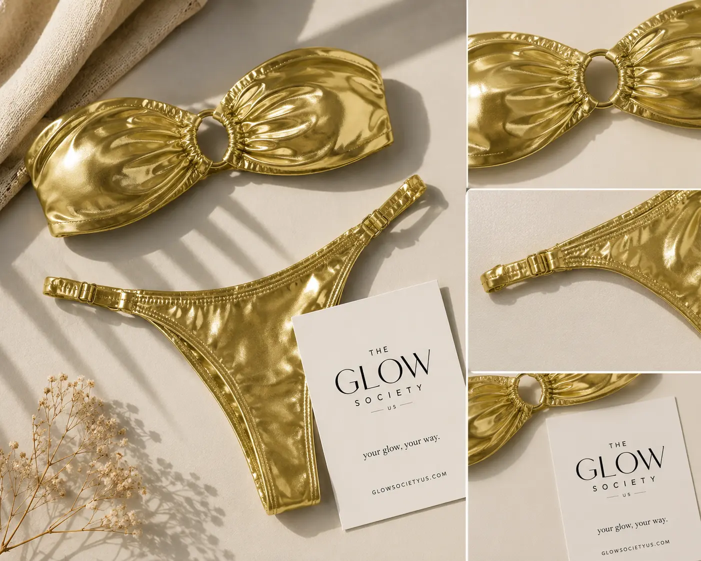 Gold Triangle Bikini Set | Brazilian Two-Piece Swimsuit for Women