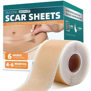 Professional Silicone Scar Sheets 60"x1.6" Roll 1.5M for Keloid C-Section Surgery Burn Acne Reusable Non-Irritating Scar Reduction Tape Strips - Scarbandages