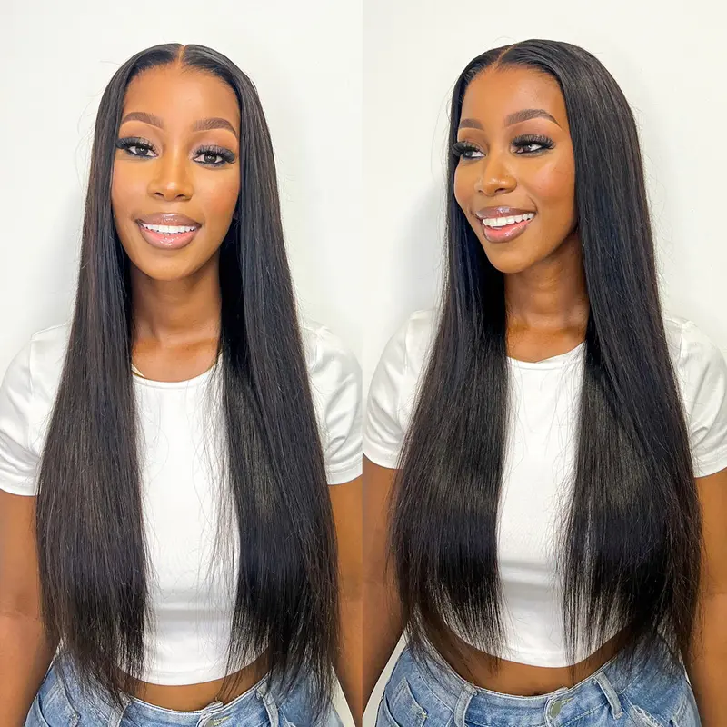 OQ HAIR Wear Go Glueless Wig 7x5 Pre Cut HD Lace Straight Wigs Bleached Tiny Knots Lace Front Human Hair Wigs Pre Plucked Hairline Vacation Hair Wig Outdoorfun dealsforyoudays