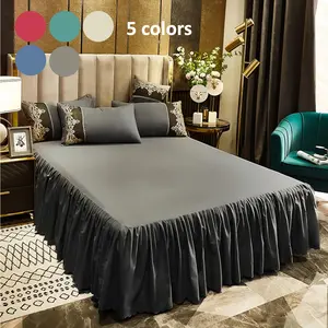 Solid Color Bed Skirt, 1 Set Adjustable Elastic Bed Cover, Easy To Clean Bedding Supplies for Home Bedroom Hotel Dormitory, Bedding Accessories