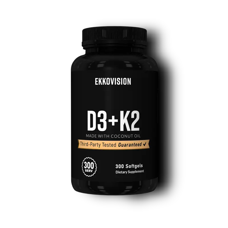 EKKO D3 + K2 - Vitamin Supplement -   3rd Party Tested - Wellness