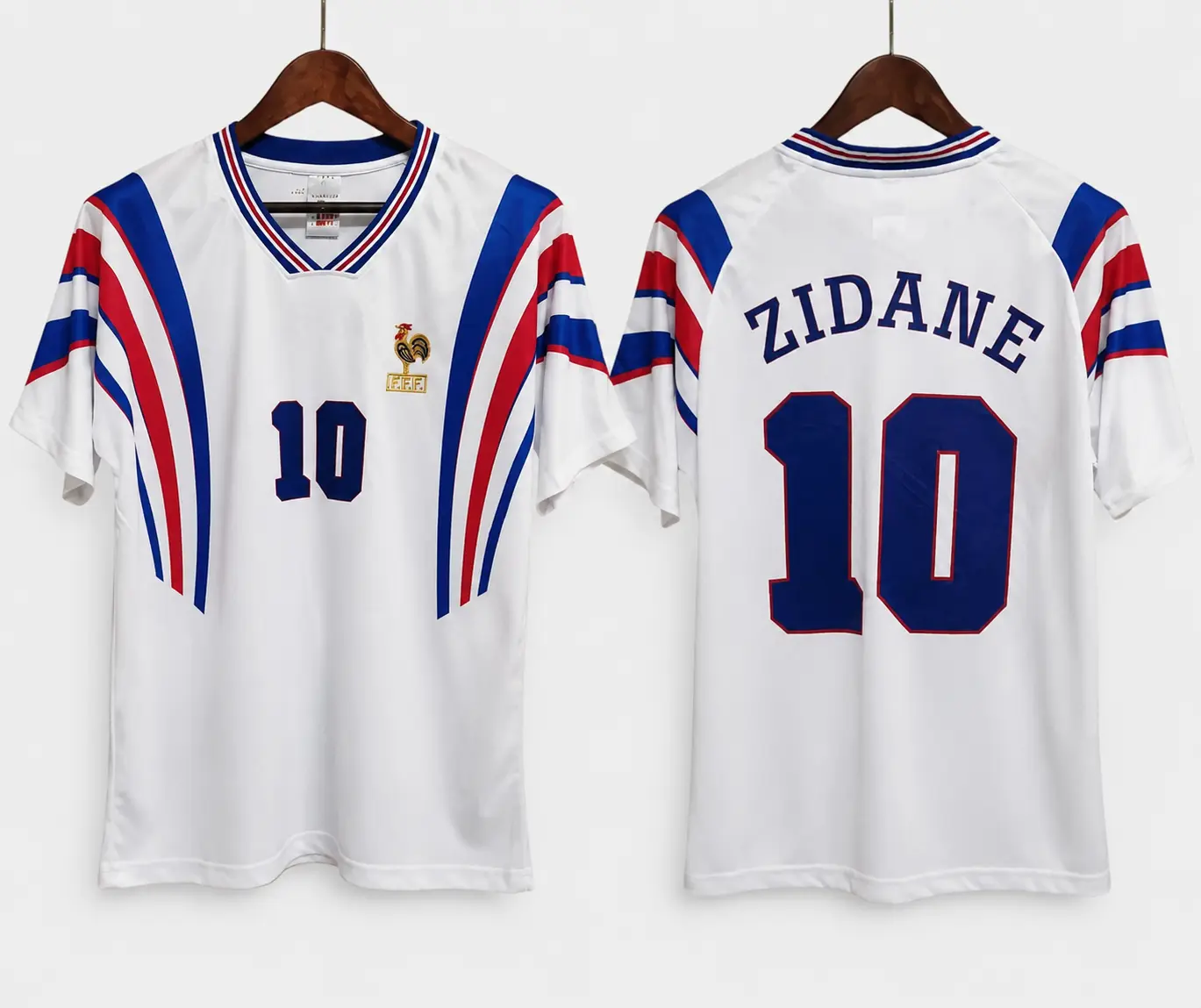 Men's Retro Football Top - 96/97 France Away Short-Sleeve #10 Zidane Professional Soccer Jersey