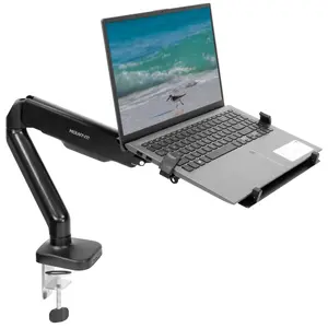 Mount-It! Height Adjustable Laptop Arm with Ventilated Tray Ergonomic Home Office Display Stand for Laptops up to 17" Full Motion Design