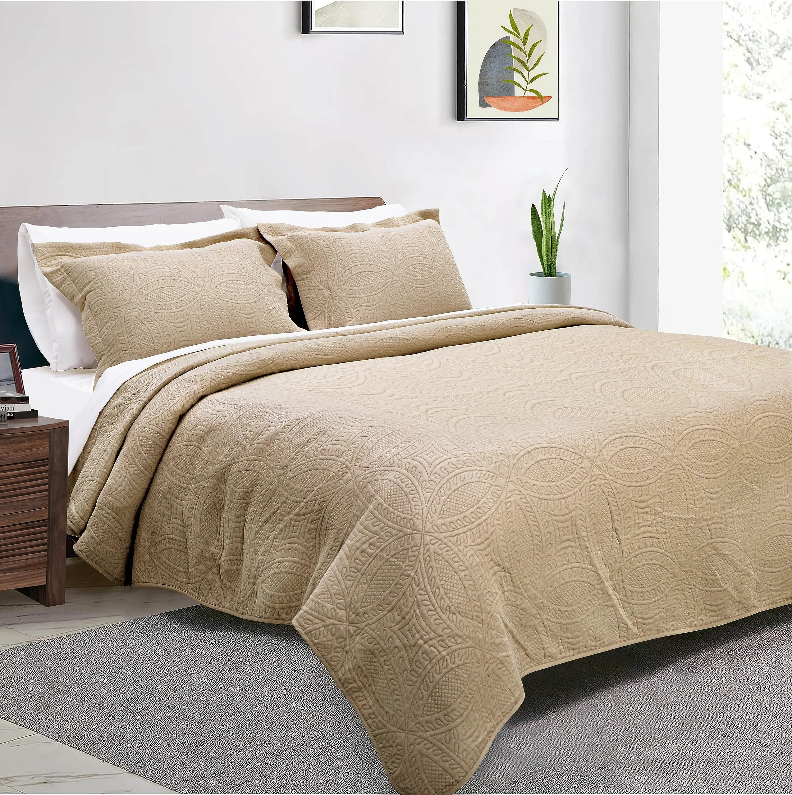 Threadmill Quilts Sets - Reversible Soft breathable and Lightweight Quilt Bedspread Coverlet Bedding Set, Classic, Bamboo Blend, Bedding Sets, Hotel-Inspired