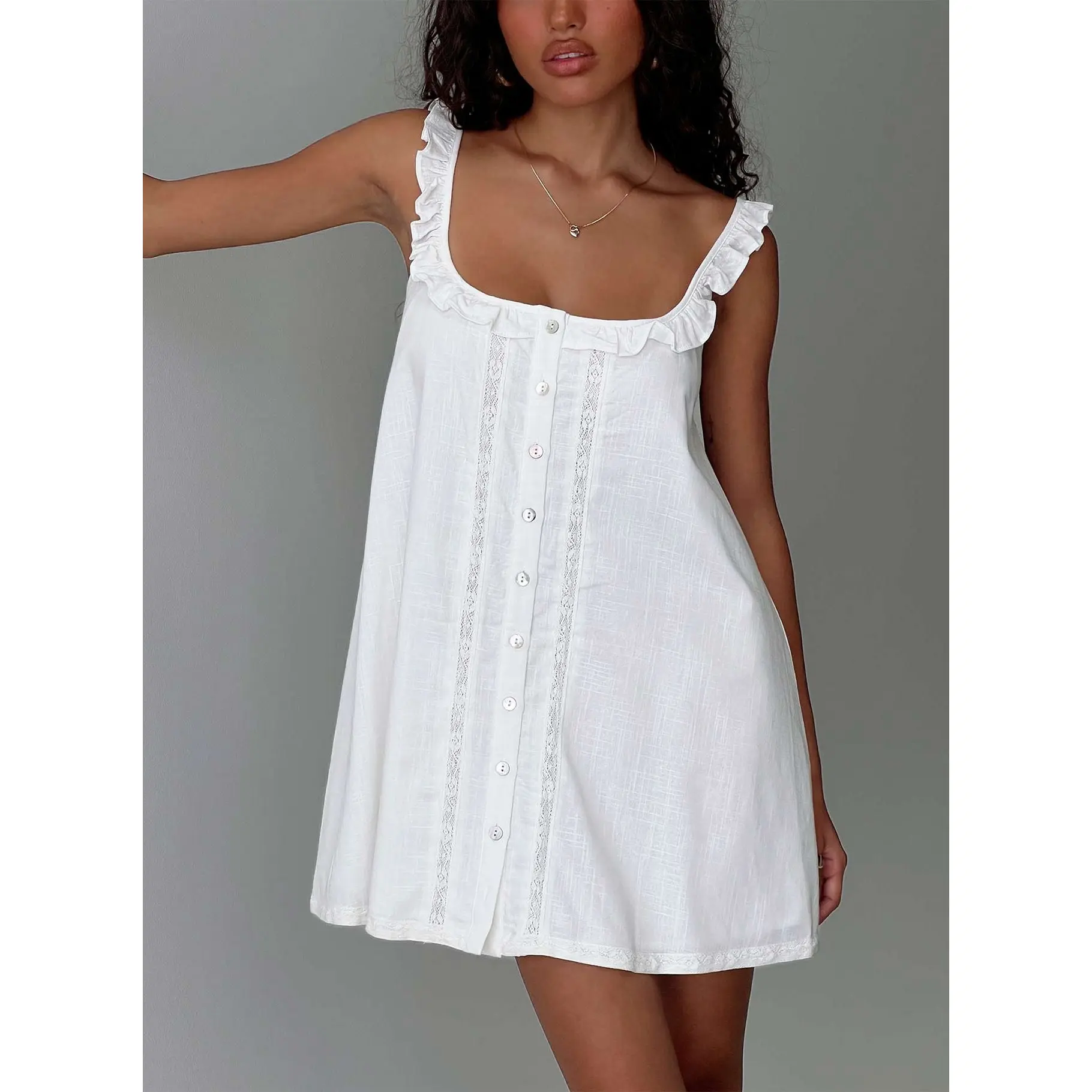 Malinda Babydoll Mini Dress White