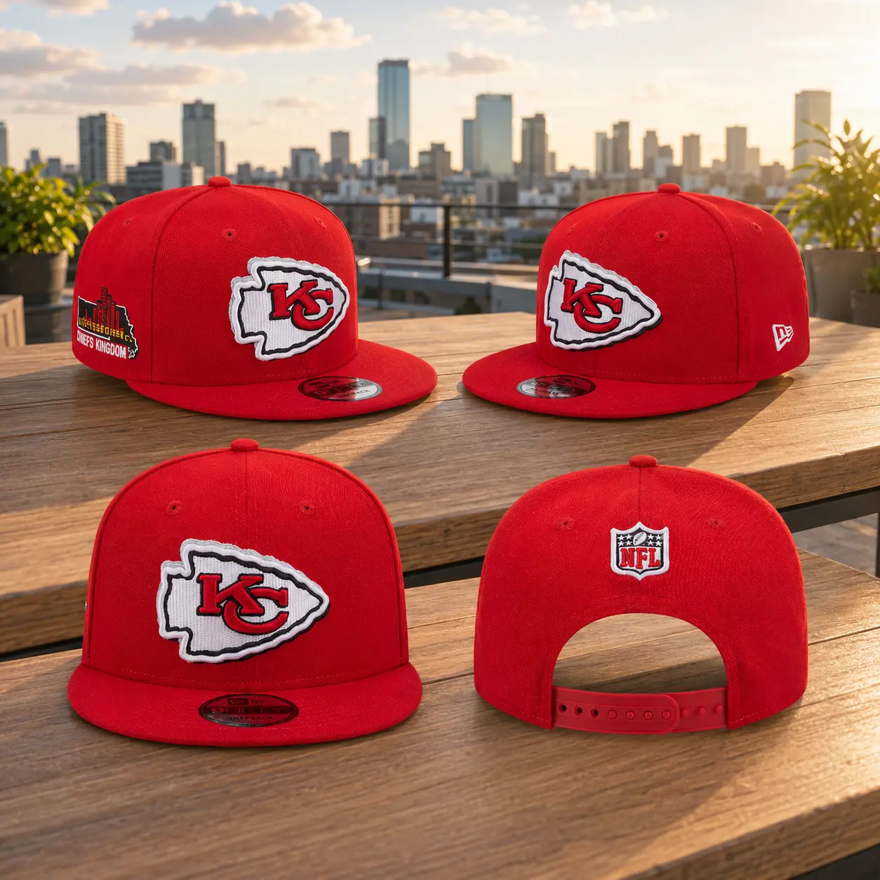 New Era Kansas City Chiefs NFL Snapback Hat – 9FIFTY Adjustable Flat Brim Cap with Embroidered Team Logo 2026