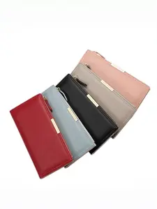 Women's Long Wallet, Korean Style Multi-Card Slot Zipper Bag, Large Capacity ID Cash Organizer, Anti-Loss Design, Handheld Purse, Zipper Leather Wallet