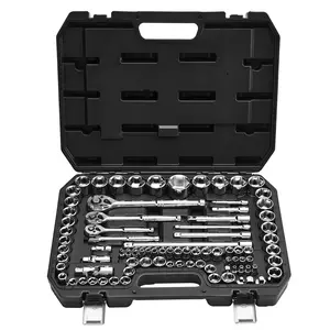 VEVOR 86-Pieces Mechanic Tool Kit, CR-V Alloy Steel Set with 3/8-in, 1/4-in, 1/2-in Drive Sockets, Ratchet Wrench, Accessories and Storage Case for SAE & Metric Auto Repair
